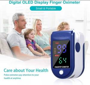 Portable Fingertip Pulse Oximeter with LED Display Screen Battery Indicator (Battery Operated)