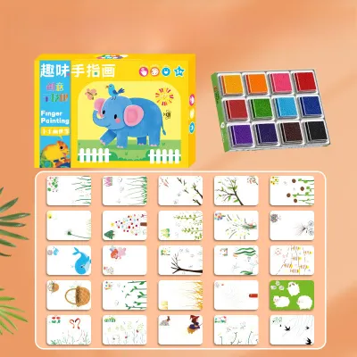 Oldlaiben Finger Painting Set 12&24 Colors Washable Early Education Kid Creative Coloring DIY Art Craft Book 手指画