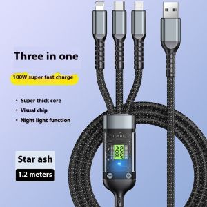 LI-TOP สายชาร์จเร็วพร้อมตัวเชื่อมต่อ Lightning Micro USB และ Type-C