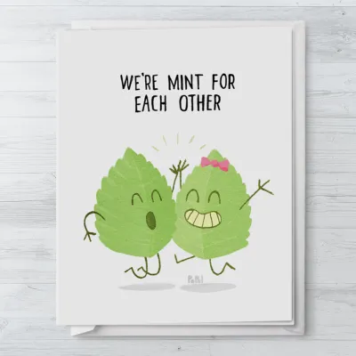 Popol - Were Mint For Each Other - Valentines Greeting Card Cute Funny Sweet Love Card Girlfriend I Love You Anniversary