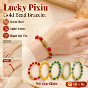 Women Beaded Agate Bracelet Gold Pixiu Oval Lucky Wealth Feng Shui Bracelet Natural Stone Jewelry
