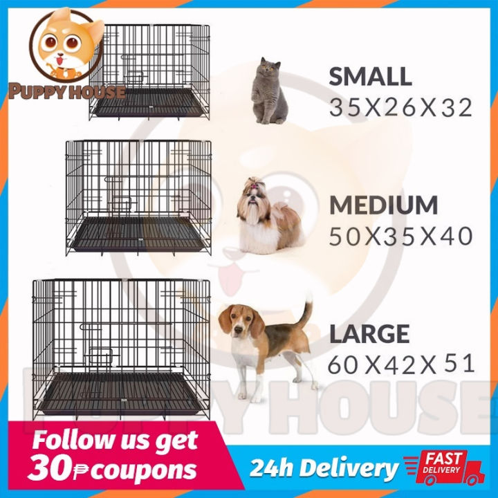 【Pet】 Dog Cage Collapsible with Poop Tray Heavy Duty Pet Cage Foldable