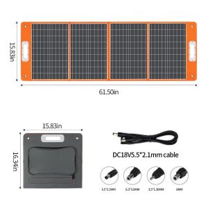 100W 18V 4-Fold Portable Solar Panel Charger with USB-C PD65W QC3.0 USB-A & DC Output for Phones Tablets Laptops and Power Stations