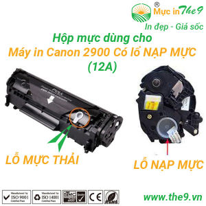 HỘP MỰC CANON 2900 (303) CÓ LỖ ĐỔ MỰC/ NẠP MỰC LỔ THẢI MỰC (12A)-nhập khẩu mới 100%- in đẹp rõ nét