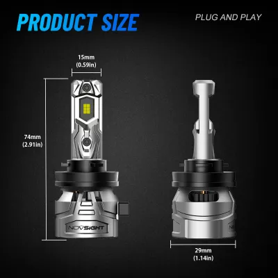 Novsight 1 Pair (2pcs) A500 T6 H4 H7 H1 H3 9012 H11 9005 HB3 9006 HB4 120W / pair 27000LM high low beam high beam LED headlight bulbs for Car white Color 6500k LED headlight kit