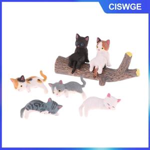 CISWGE 1PC dễ thương Mini phim hoạt hình xe mèo đồ trang trí xe màn hình cạnh trang trí mèo Micro cảnh quan mô hình sáng tạo phụ kiện xe hơi Quà Tặng