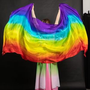 YEWANG326 Màu sắc chuyển sắc Màn múa bụng 250cmx120cm Kết cấu nhẹ Khăn choàng múa bụng Latin Phụ kiện trang phục Màn múa biểu diễn
