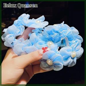 Eelux 1 cặp thời trang dễ thương Lớn Fluffy Hoa tóc nhẫn cho trẻ em khiêu vũ tóc Phụ Kiện Đầy màu sắc ngọt ngào ban nhạc cao su đàn hồi Quà Tặng