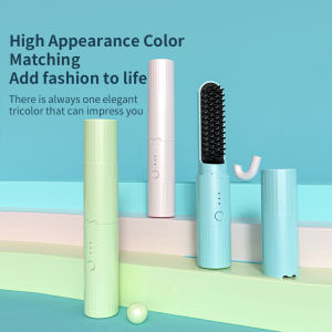 Wireless Negative Ion Hair Straightener Comb 2-in-1hair Straightener Comb Hair Brush Hair Curler Portable Professional Electric Cordless Straightener