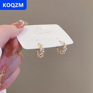 [COD] KOQZM 1 cặp mới đơn giản Tính khí Vòng Tròn Bông tai ngọc trai bông tai thời trang nhỏ đa năng đồ trang sức của phụ nữ