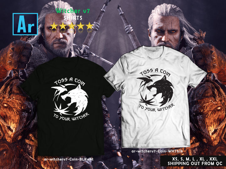 Toss a coin to your Witcher Tshirt Custom unisex Tees Geralt of rivia Witcher Gamer T shirt Ar Store v7