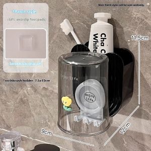 YONUO Giá để bàn chải đánh răng treo tường với cốc lưu trữ cho tổ chức phòng tắm