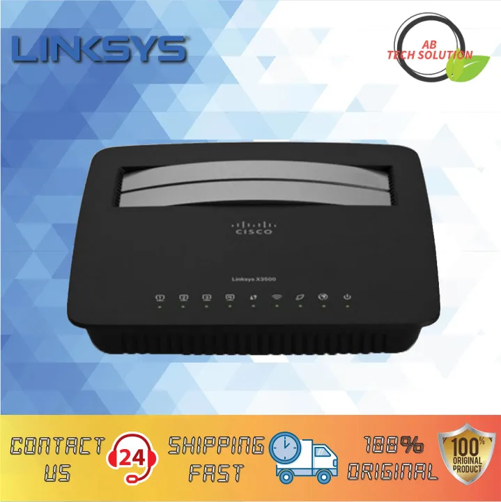 Linksys X3500-AP N750 Dual Band Gigabit Wireless Modem Router with ADSL2+ Modem and USB