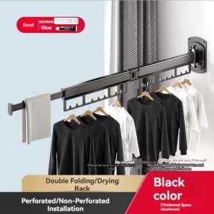 Wall Mounted Clothes Drying Rack Retractable Fold Away Clothes Dry Racks folding clothes hanger rack storage no drilling