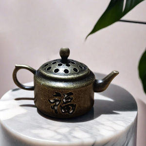 438178 ZXC กระถางธูปทองเหลืองลายมังกรฟีนิกซ์มีช่องใส่ธูปเครื่องหอม