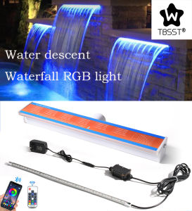 60cm ABS Waterfall light Pool Water Descent fountain Swimming pool garden decor With replaceable RGB LED strip APP