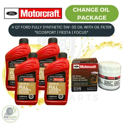 Ford 5W-30 Fully Synthetic Engine Oil [4 Quarts + Oil Filter] Change Oil Package for Gasoline Ecosport | Fiesta | Focus
