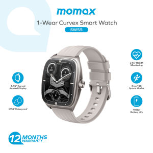 Momax SW5S 1-Wear Curvex Smart Watch | 1.85″ curved AMOLED Display l IP68 l 10-day battery life | 100+ sport modes