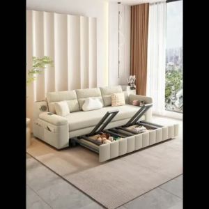 [CozyNest ]Sofa Bed with Integrated Storage Cream Style Multifunctional Cat Scratch Fleece Foldable Living Room