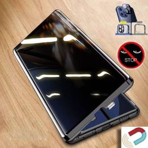 Magnetic Adsorption Anti-Peep Privacy Case for Samsung Galaxy S25 S24 FE S23 S22 Ultra S21 Plus S22+ with Camera Lens Protection Double-Sided Glass Cover