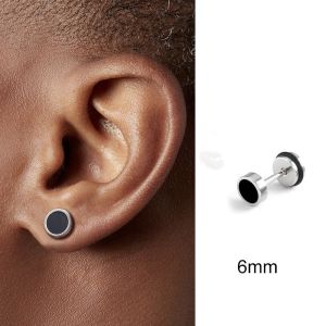 Punk Fashion Stainless Steel Stud Earrings for Men Personality Round Black Oil Drip Titanium Steel Mens Earings Hip Hop Jewelry