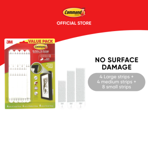 3M™ Command™ Picture Hanging Strips 17036VP No Surface Damage Holds Up to 7kg 16 pcs/pack For picture hanging