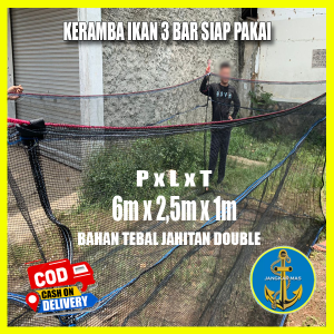 Termurah Keramba Ikan hapa jaring waring RK 3 bar anti geser super tebal ukuran 6x25x1