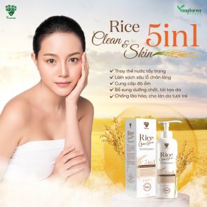 Tẩy trang rửa mặt gạo Rice Clean&Skin 5 in1 Vinamake làm sạch da và đào thải bụi bẩn làm dịu da và giảm kích ứng(200ml)