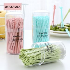 50pcs/set afternoon tea fork plastic fruit fork disposable tableware fruit fork