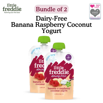 [Bundle of 2] Little Freddie Organic Baby Dairy Free Yogurt - Banana & Raspberry Coconut Yogurt 90g
