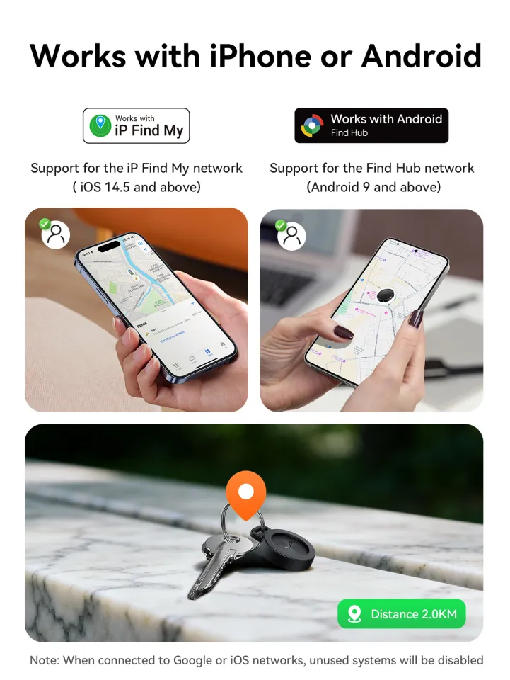 New Hoco E101 Anti-lost Device Basic Works with Google Find My Device network and Apple Find My network for iPhone 17 Pro Max Dual Systems