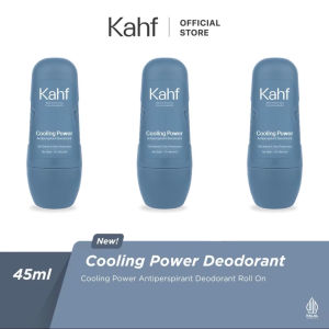 KAHF Antiperspirant Deodorant Roll On Triple Pack Indonesia / Paket Deodorant Pria 45ml 3 Pcs / Cooling Power / Clean Fresh / Extra Dry / Biru / Hijau / Hitam / Deodoran Deo / Anti Bau Badan Ketiak Keringat / Biru / Body Care Men Cowok Series Package Set