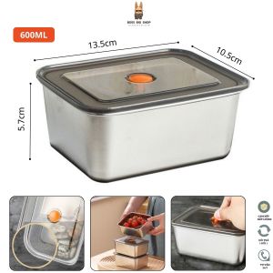 Hộp khay đựng thực phẩm size nhỏ trung lớn inox 304 cao cấp COMBO 3 khay Dung tích 600ml 1100ml 1500ml Nắp đậy chống tràn