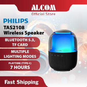 PHILIPS TAS2108 Wireless Speaker with Bluetooth 5.3 5W Built-in Mic Multi Lighting Modes & 7h Playtime
