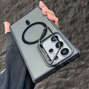 Luxury Camera Lens Kickstand Holder For Magsafe Magnet Case For Samsung S26 S25 S24 S23 FE S22 Ultra Plus Shockproof Stand Cover