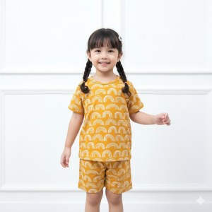 NATALIA - Setelan Farisa Anak Oval Line Lengan Pendek Baju Anak Usia 1-2 tahun