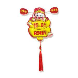 GRACE Traditional Chinese God of Wealth Fridge s Festive Cute New Year Fridge Stickers Creative Cartoon God of Wealth Refrigerator Indoor Decor