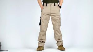 {READY STOCK}MenS Tactical Cargo Pants - Multi-Pocket Design (Partial Zipper Closure) Outdoor Hiking Construction Travel Use All-Season Professional Style (Spring/Fall/Summer) - Solid Color Practical Multi-Pockets Durable And Wear-Resistant