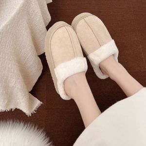 Dép len mềm dài renben Giày cotton bít mũi đế dày mới mùa thu và mùa đông nữ dễ phối