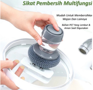 Sikat Sabut Kawat Dengan Dispenser Tabung Sabun Cuci Piring Spons Sikat Aluminium Kawat Pembersih Wajan