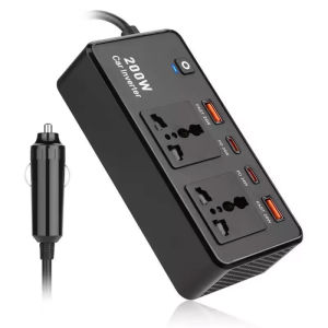 200W Car Power Inverter DC12V to AC220V with USB C and USB A for Business Travel