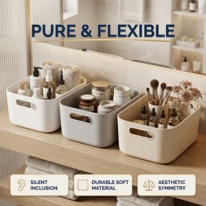 【SG Stock】3-Size Plastic Storage Basket with Handle Multi-Purpose Organizer Bin