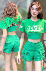 NalS-Áo tanktop cộc tay khoác ngoài bra chất thunco giãn đa chiều tập zumbadân vũ aerobicshuffle