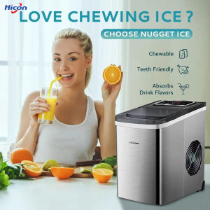 Hicon Ice Machine Automatic home intelligent touch screen stainless steel body ice machine 25KG/24H