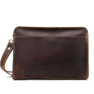 Mens Clutch Wholesale Vintage Crazy Horse Leather Clutch Top Layer Cowhide Large Capacity Handbag Cross-Border Supply