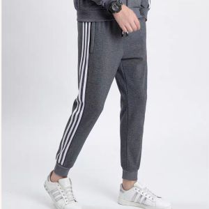 Plain Knitted fabric Three stripes Elastic waist Jogger pants Breathable Loose Sports pants M-5XL