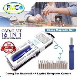 Obeng Set HP Magnet 16 in 1 Obeng Kecil Reparasi Elektronik Handphone Komputer Laptop Obeng Serbaguna 16in1 Praktis