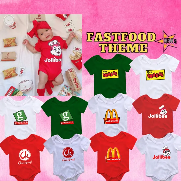 Baby Milestone Onesie Fast Food Theme Jollibee Mcdo Chowking Pizza