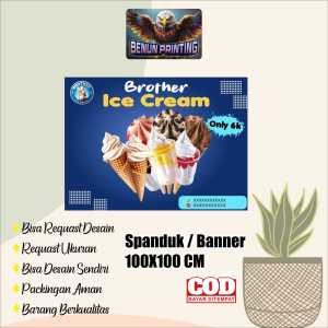 Spanduk Banner Ice Cream 100X100 Cm Bisa Request Desain