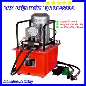 Bơm Điện Thủy Lực DB150D2 - Công Suất 1500W - 2 Vòi Van Từ - Bình Dầu 30L - Chuyên Dụng Cho Máy Móc Hạng Nặng